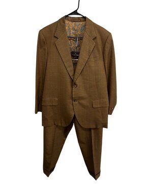 Vintage 70s Customique Fashions Hand Tailored Suit Brown Plaid Two Piece Set